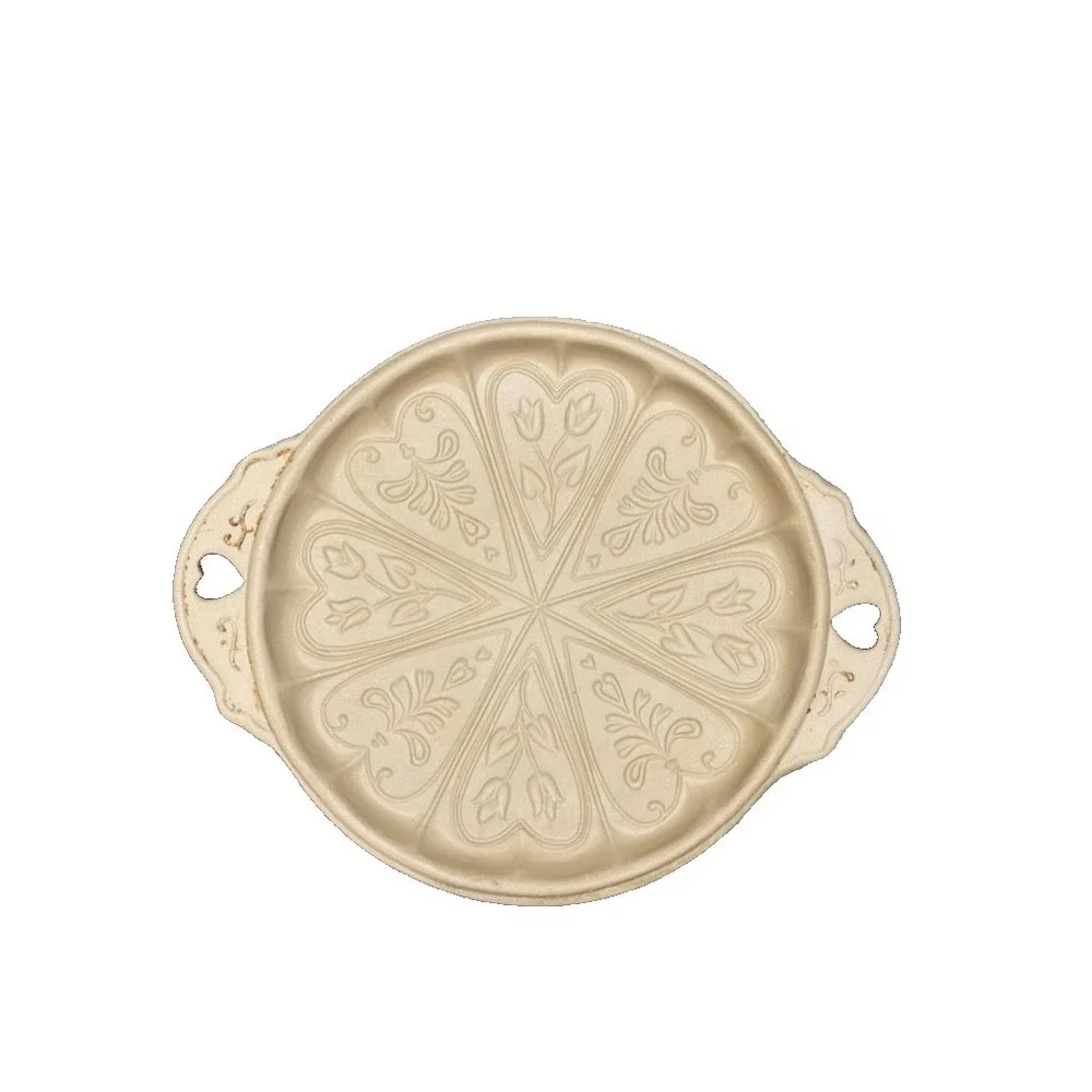 Brown Bag Cookie 1988 Ceramic Shortbread Cookie Pan Flowers‎ & Hearts